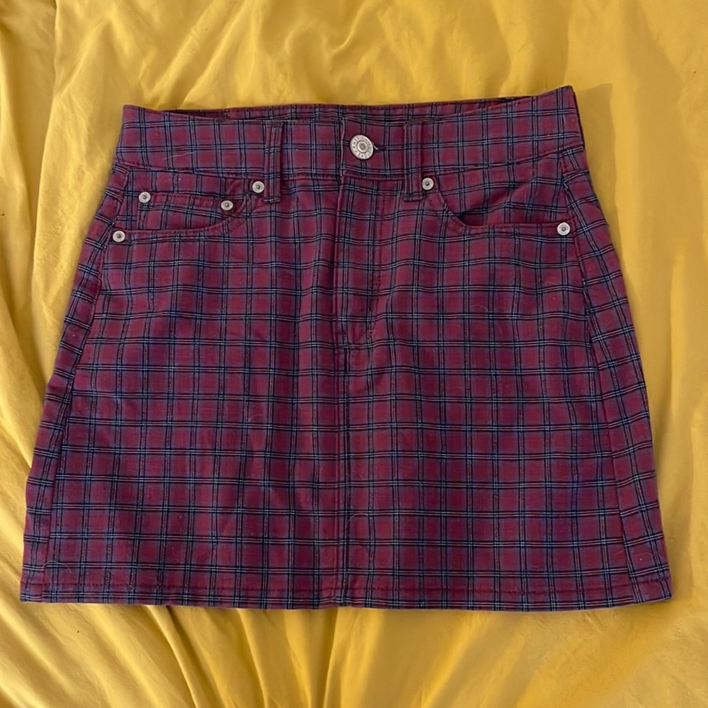 Red checkered mini skirt